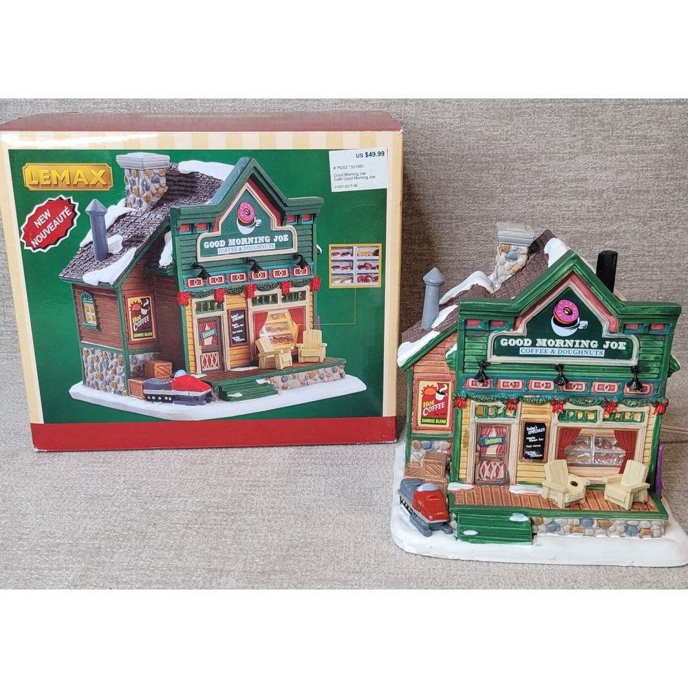 Lemax Good Morning Joe Lighted Christmas Village Building Coffee Donut 75202
